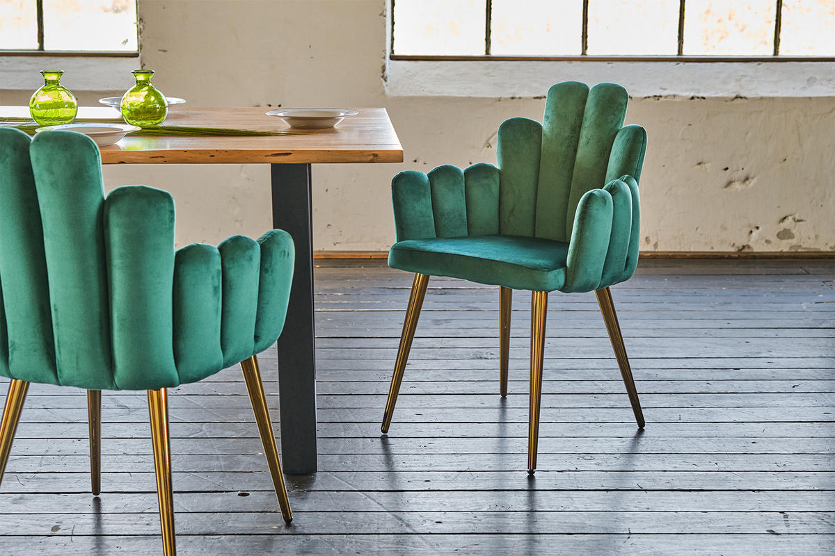 ESSZIMMERSTUHL FREJA Grün Velvet - Grün, Textil (59/86/55cm) - KAWOLA