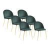 STUHL 6er-Set - Samt & Goldfarbenes Metall - Grün - MELBOURNE - Grün, Textil (55/77/50cm) - Vente-Unique
