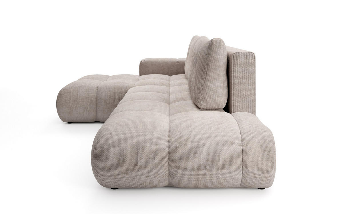 ECKSOFA DUCA L-S Beige Chenille mit Schlaffunktion - Beige, Holz (266.5/266.5cm) - MASSENO