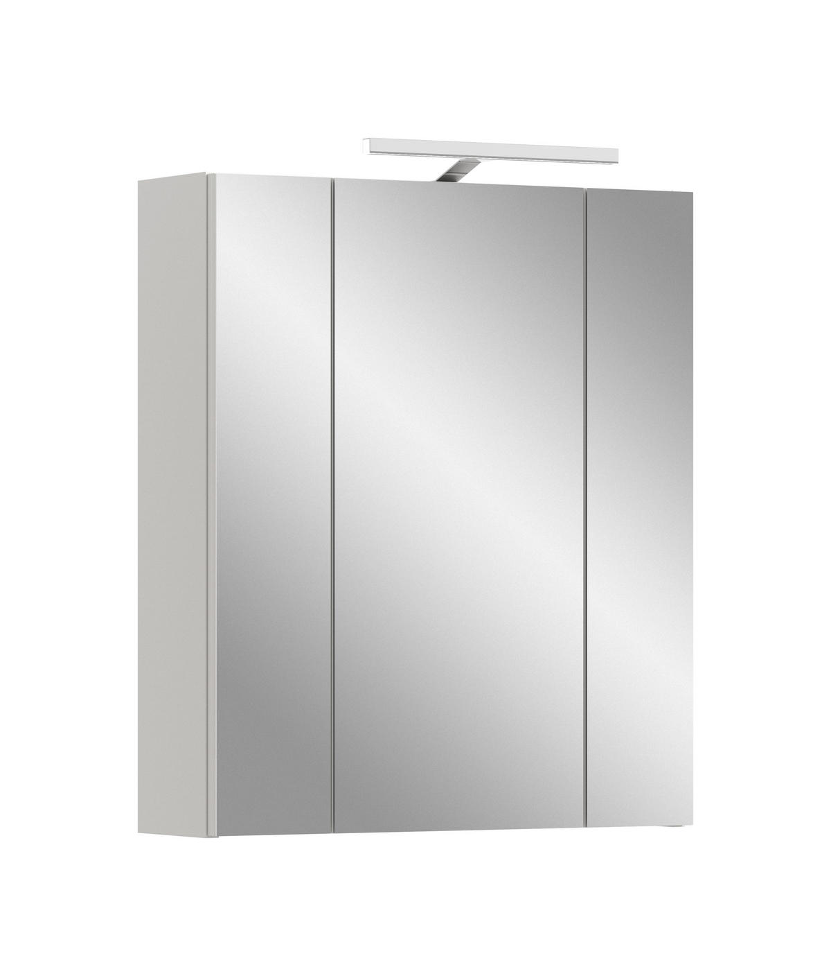 SPIEGELSCHRANK inkl. Beleuchtung ICE (B/H/T: ca. 60/70/18 cm) in Weiß/weiß hochglanz - Weiß, Holzwerkstoff (60/70/18cm)