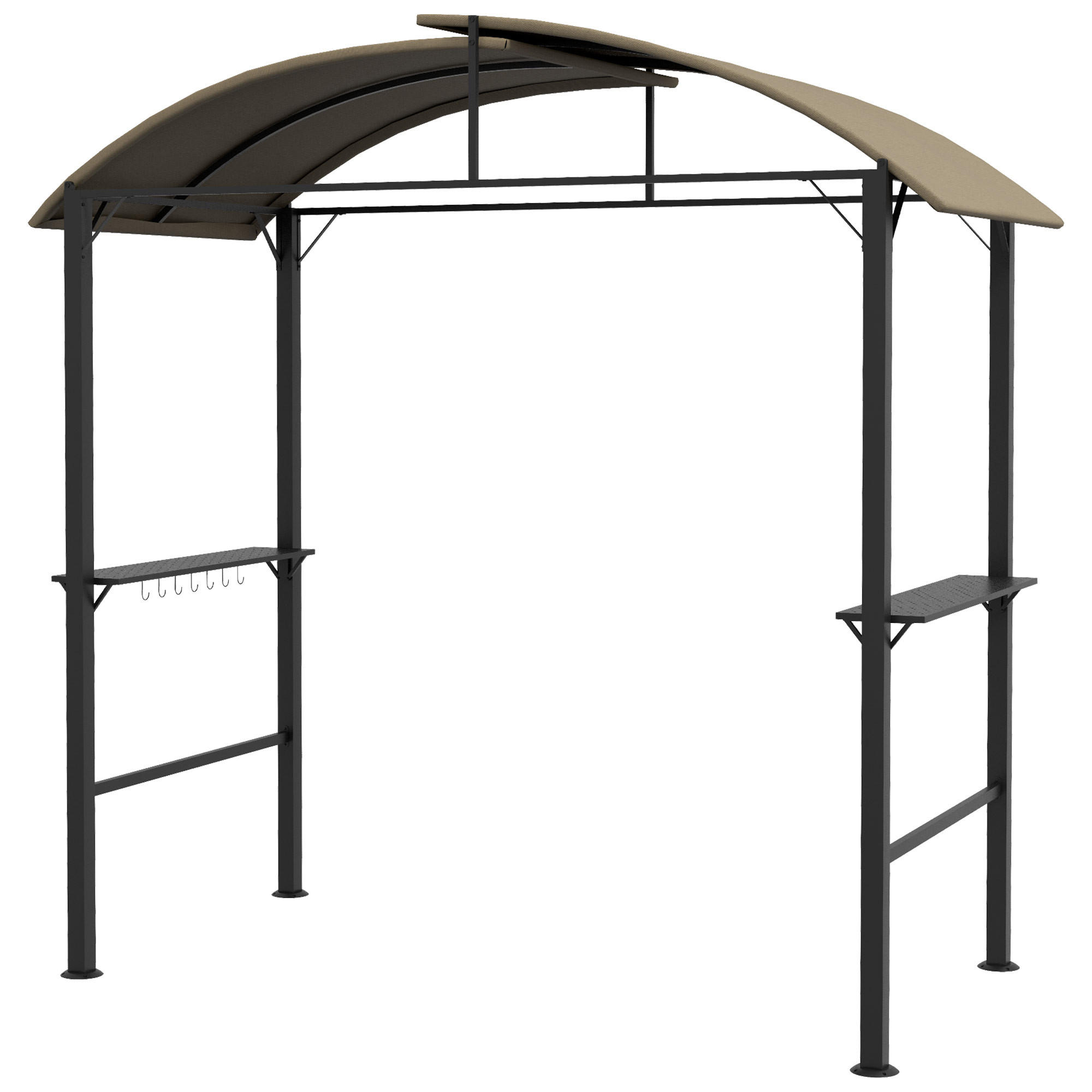 BBQ Grillpavillon mit Haken Stahl Khaki - Braun, Metall (110/235/233cm) - Outsunny