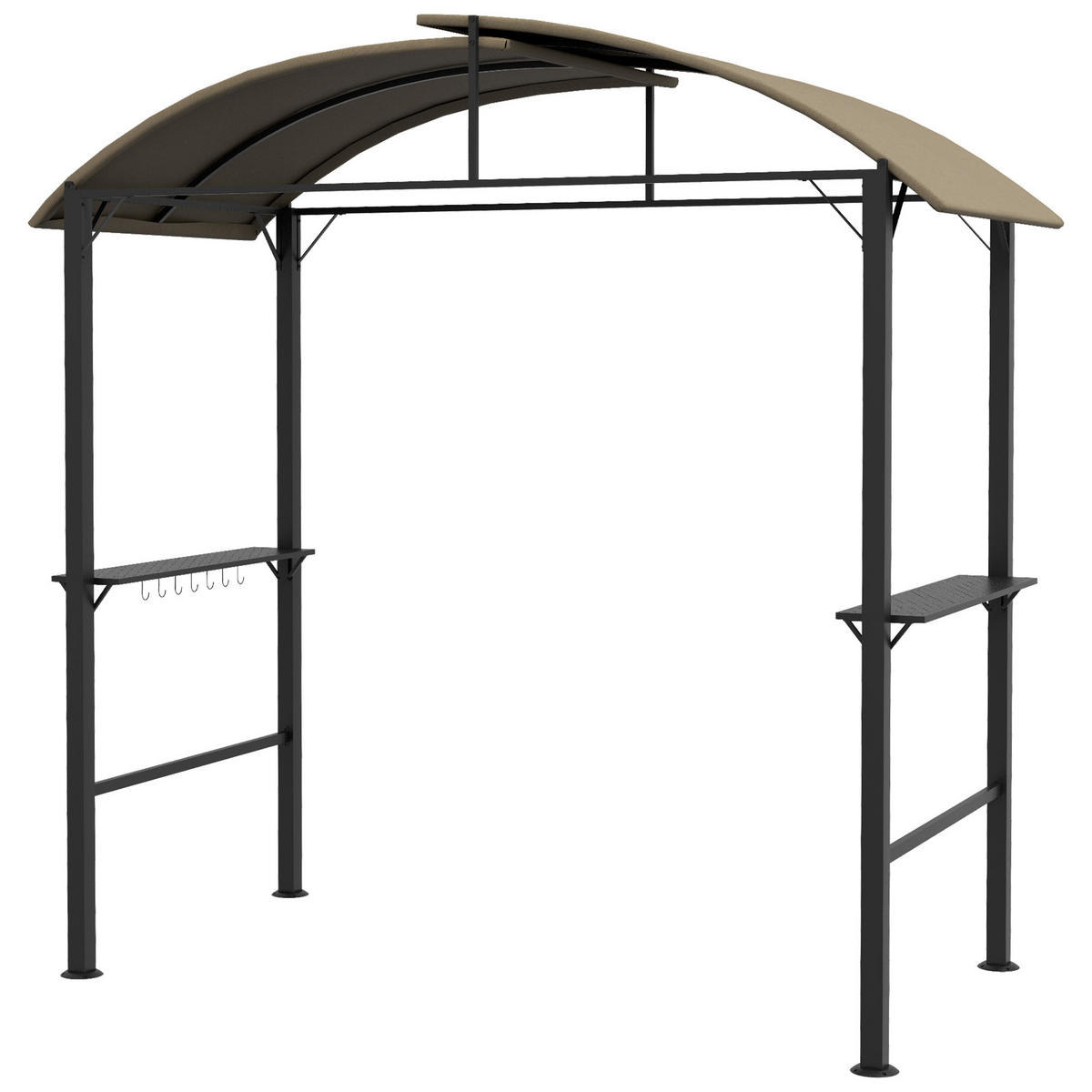 BBQ Grillpavillon mit Haken Stahl Khaki - Braun, Metall (110/235/233cm) - Outsunny