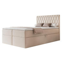 BOXBETT PONTI 120x200 cm Cremeweiß (Samt) - mit 2 Bettkästen, Bonellmatratze und vertikaler Rautensteppung - Creme, Holzwerkstoff/Textil (120/200cm) - Ravio