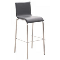 BARHOCKER Lederlook grau - Edelstahlfarben/Grau, Textil/Metall (43/103/51cm) - CLP