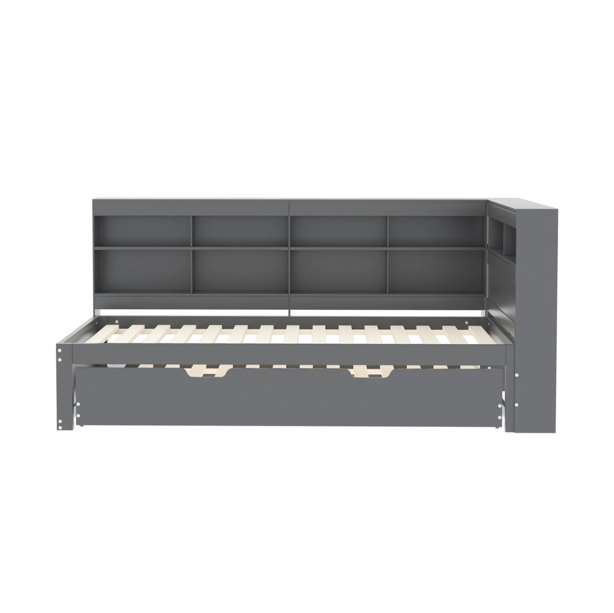 SCHLAFSOFA 90/200 cm mit Ausziehbett 90/190 cm, USB-Anschluss und Stauraum, Grau - Grau, Holzwerkstoff (222.5/92.5/116cm) - Redom