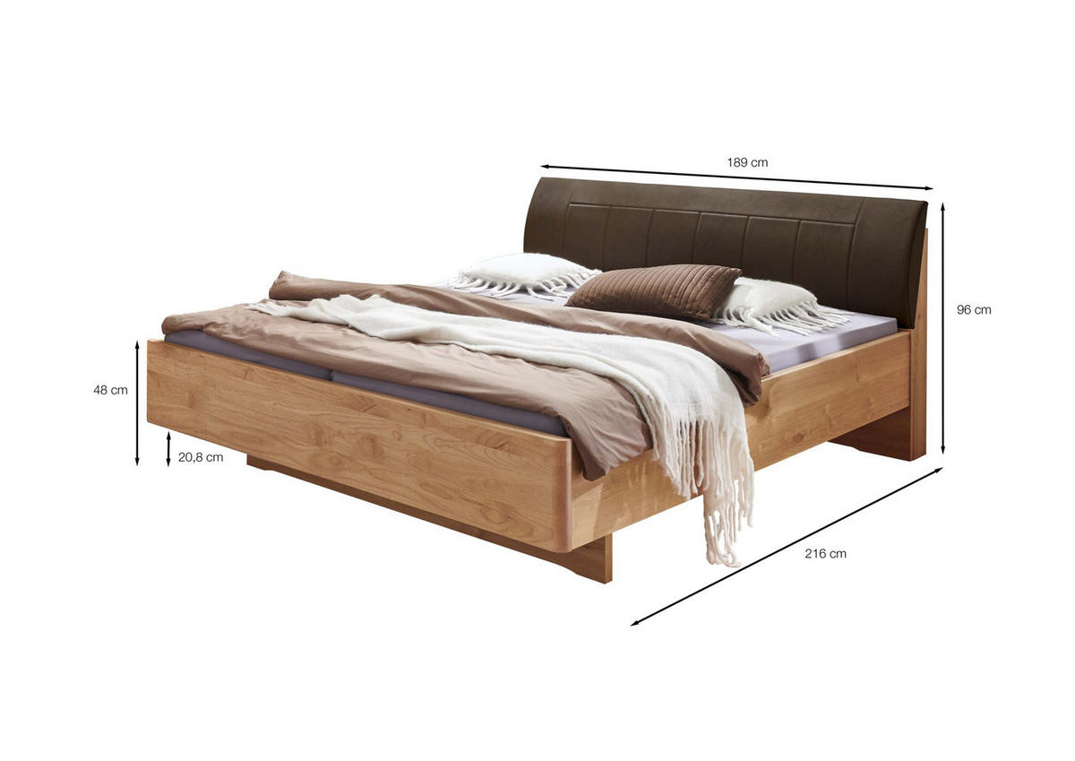 SCHLAFZIMMER Arden mit teilmassiver Erle und Mocca-Glas 4-teilig mit Schwebetürenschrank ohne Spiegel, Doppelbett 180x200cm, zwei Nachttische - Braun, Holzwerkstoff (80/200/120cm)