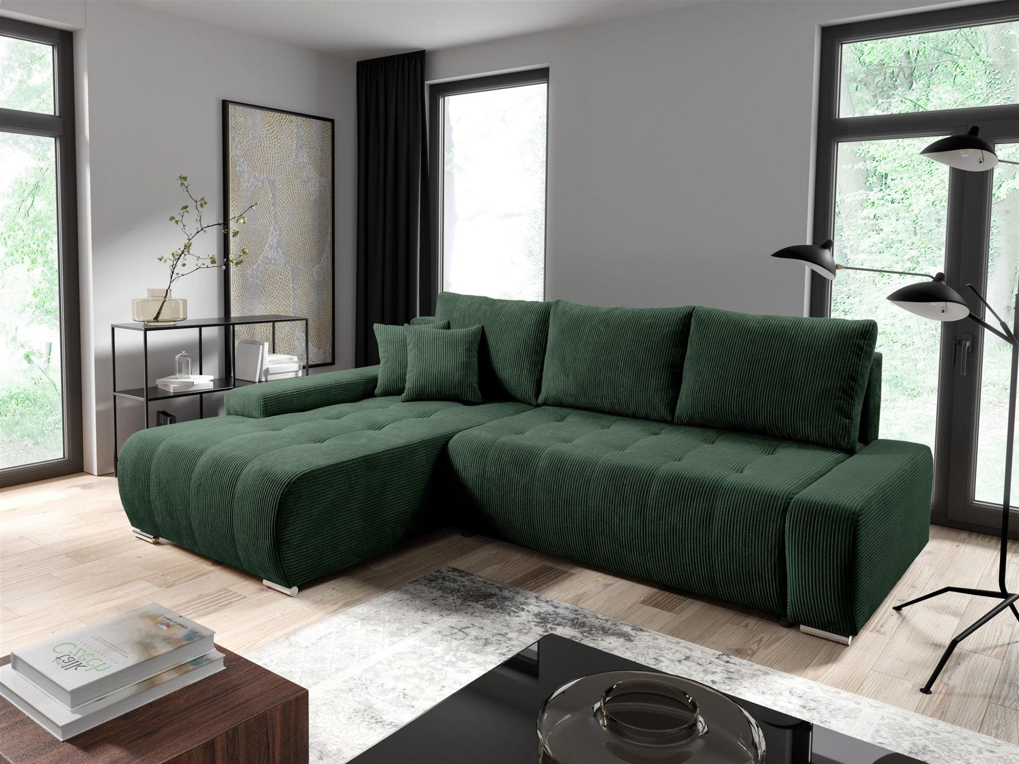 ECKSOFA Vogar In Poso - Grün, Holzwerkstoff/Textil (265/185cm) - Fun Möbel