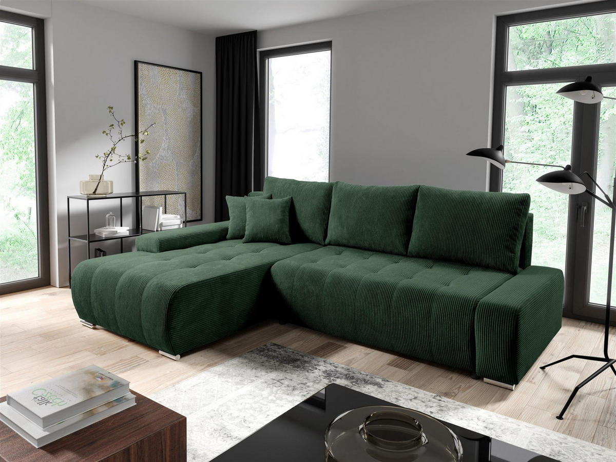 ECKSOFA Vogar In Poso - Grün, Holzwerkstoff/Textil (265/185cm) - Fun Möbel