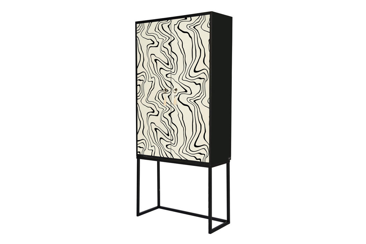 HIGHBOARD aus MDF ALVA WOOD MARBLE TEXTURE - Schwarz/Weiß, Holzwerkstoff (75/164.5/45cm) - RNT By Really Nice Things