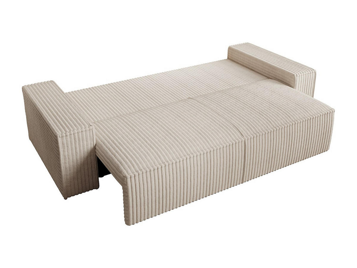 SCHLAFSOFA - 4 Personen-Sitzer - Samt - Beige - - Beige, Textil (257/85/102cm) - Vente-Unique