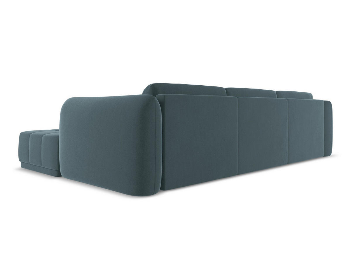 ECKSOFA Rechts Samt Stoff Blau - Blau/Petrol, Kunststoff/Textil (290/170cm) - Makamii