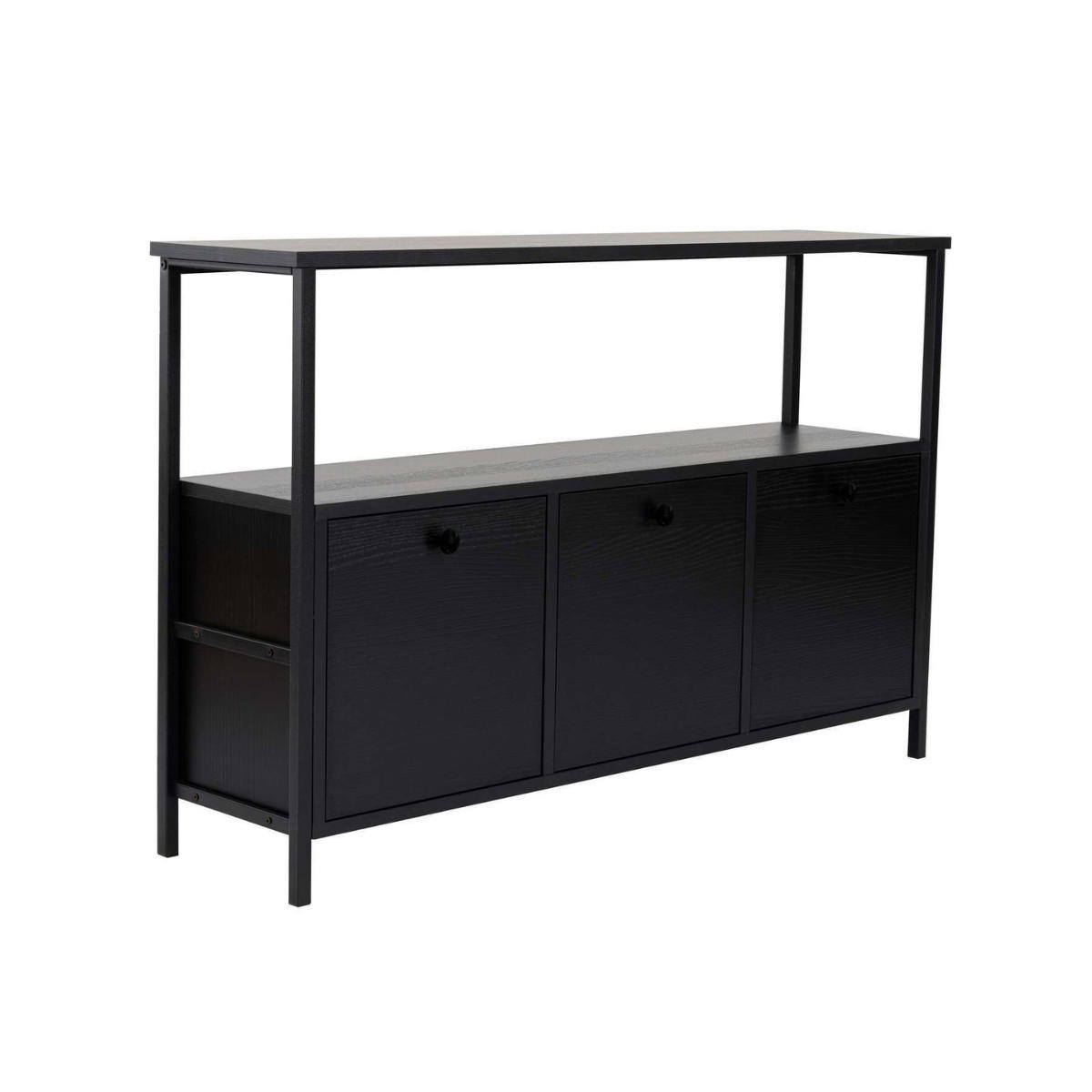 SIDEBOARD mit 3 Türen und 1 oberer Ablagefläche 120/29,5/77 cm - Schwarz, Holzwerkstoff (29.5/77/120cm) - Calicosy