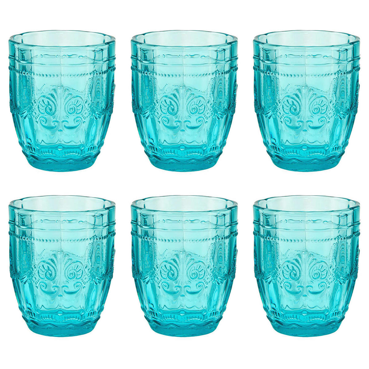 TRINKGLAS (6er Set) Victorian - Türkis, Glas (0.25L) - BUTLERS