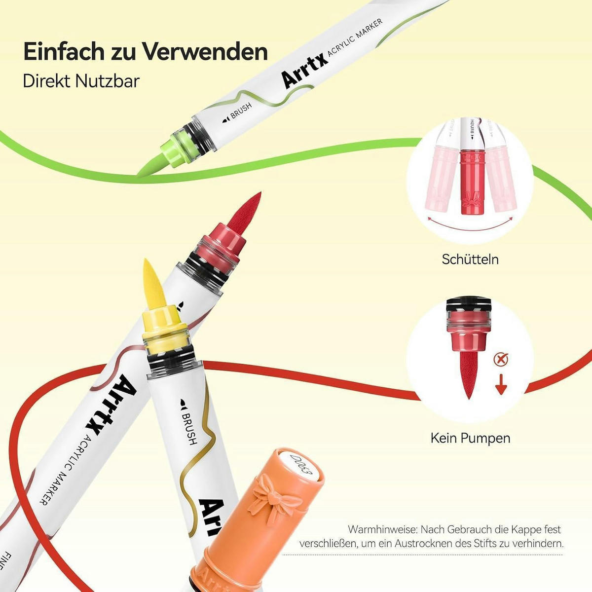 ACRYLSTIFTE Set 66 Farben Doppelspitze Wasserfest - Multicolor, Kunststoff (1/1/15cm)