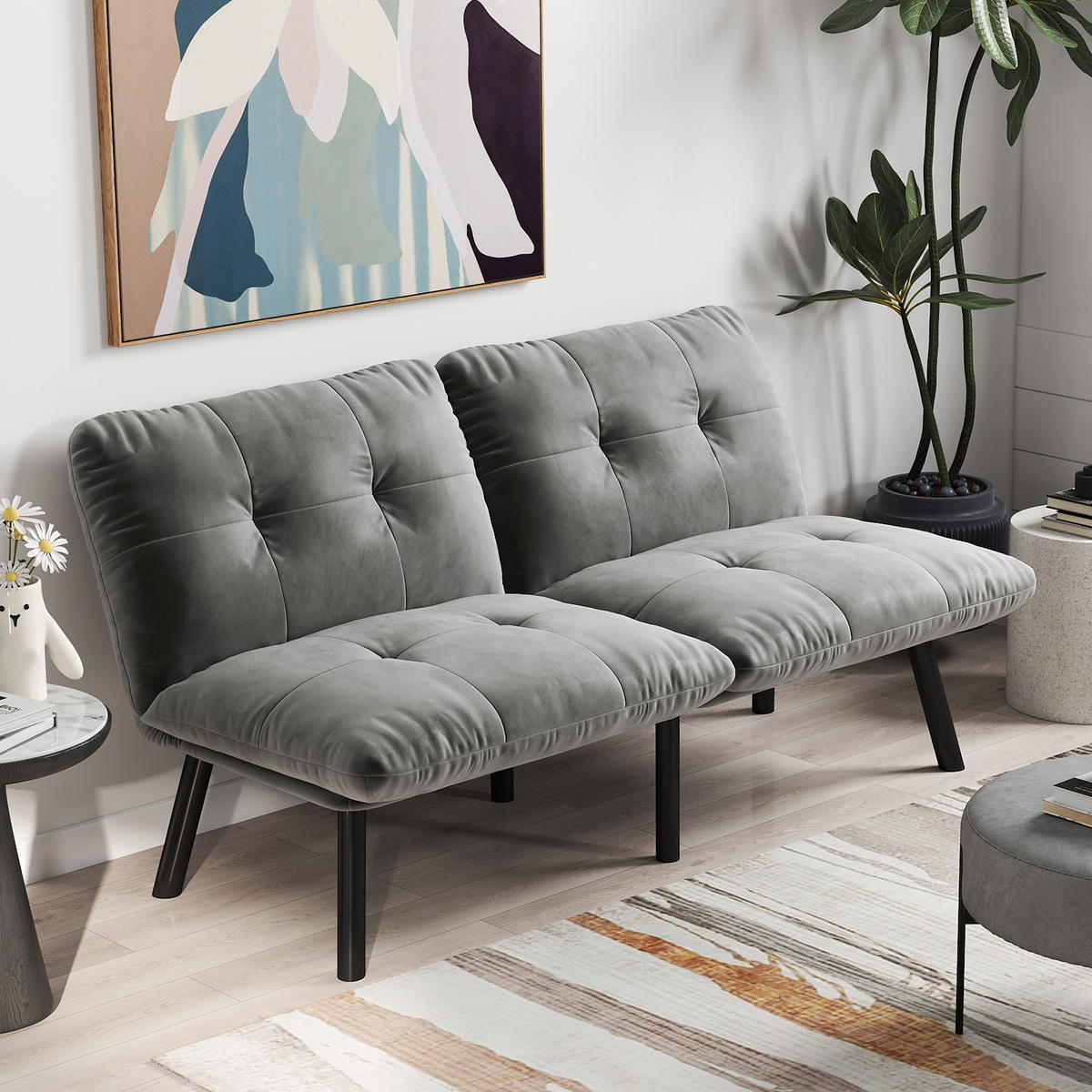 SCHLAFSOFA 160/55/78 cm Gray Samt - Grau, Textil (81/78/160cm) - Oxeza