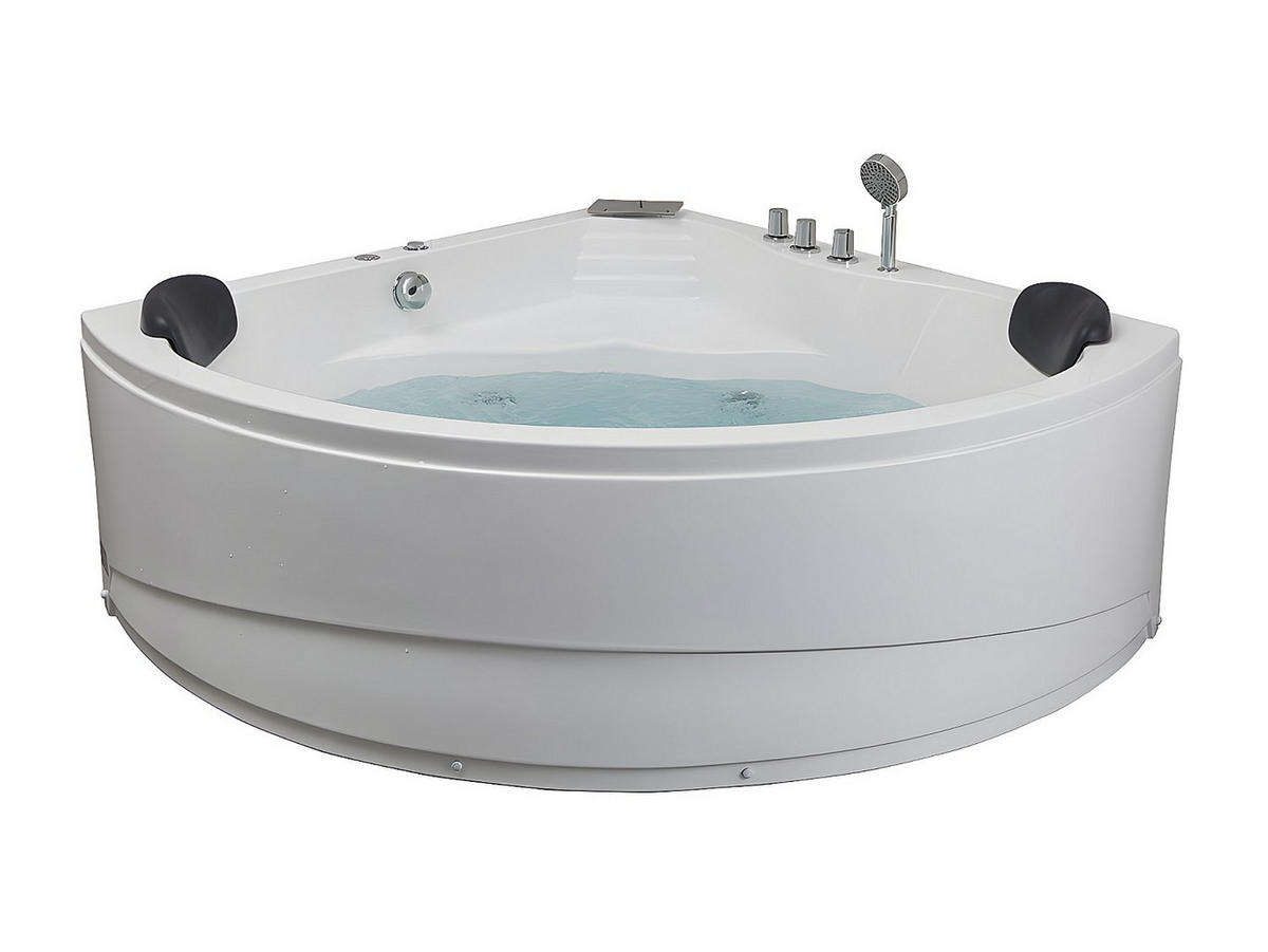 WHIRLPOOLBADEWANNE - 2 -Sitzer - ABS - weiß - AGLENA - Weiß, Kunststoff (150/60/150cm) - Vente-Unique