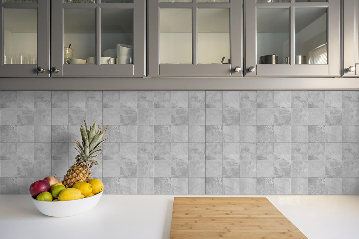 FLIESENAUFKLEBER 9 Stück 30x30 cm selbstklebend Beton-Patchwork - Grau, Textil (30/1.6/30cm) - TULUP