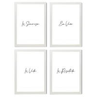 POSTER Set mit 4 Lachen TypografieStil A4 Weißer Rahmen - Weiß, Papier (29.7/3cm) - Nacnic