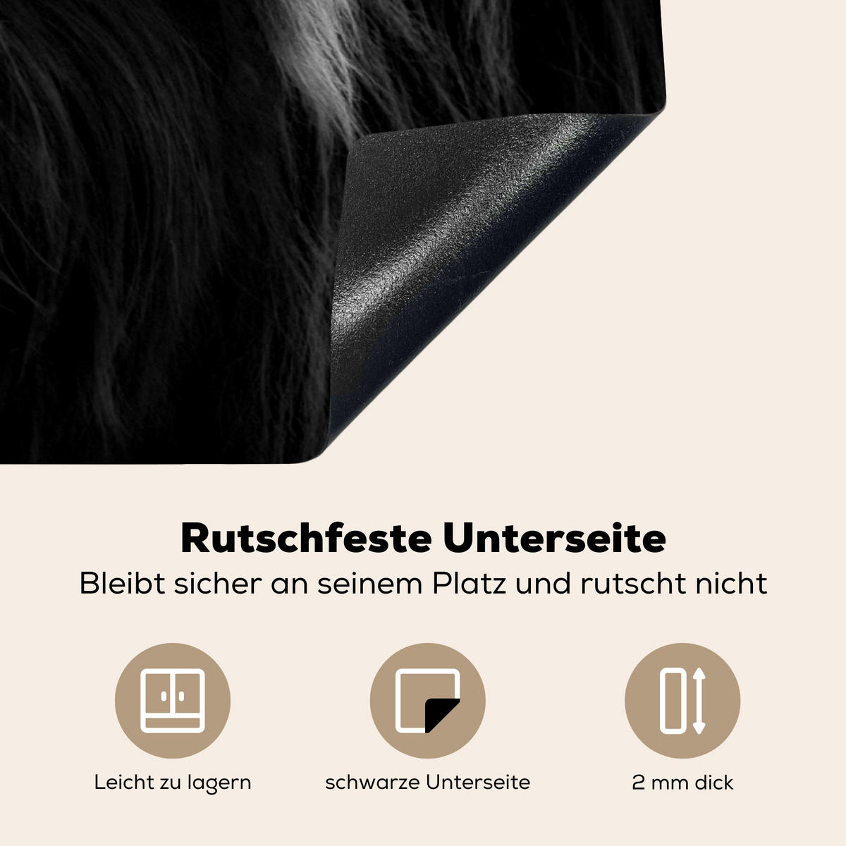 HERDABDECKPLATTE Schottischer Highlander - Kuh - Schwarz - Weiß - Tiere Induktionsschutz 91.6x52.7 cm - Schwarz, Kunststoff (91.6/52.7/0.2cm) - MuchoWow