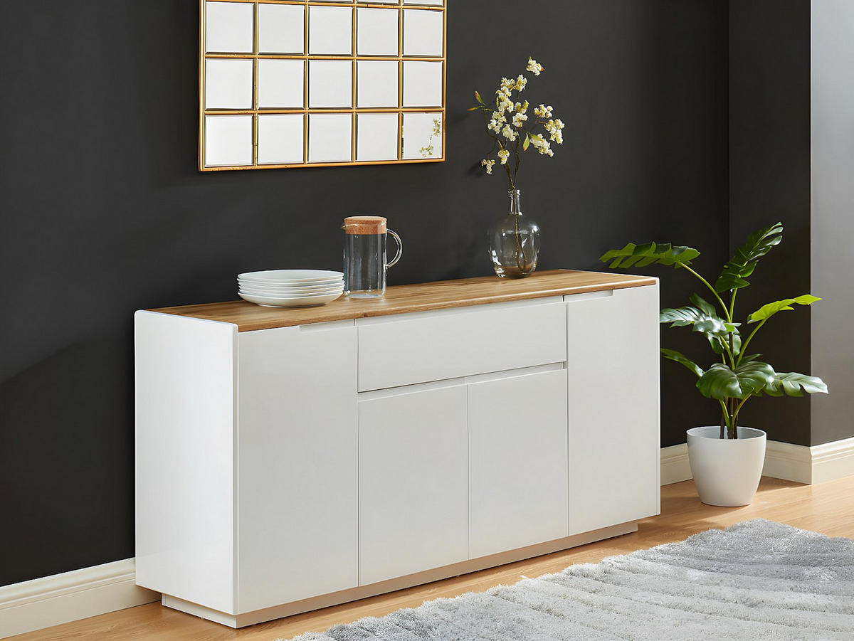 SIDEBOARD - 160cm x 40cm - MDF - naturfarben hell, weiß - AMANI - Naturfarben, Holz (160/76/40cm) - Vente-Unique