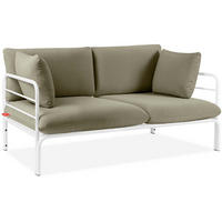 GARTENSOFA RAMBE 2-Personen mit Kissen, Weiß/Beige - Beige/Weiß, Textil/Metall (150/80/80cm) - KONSIMO®