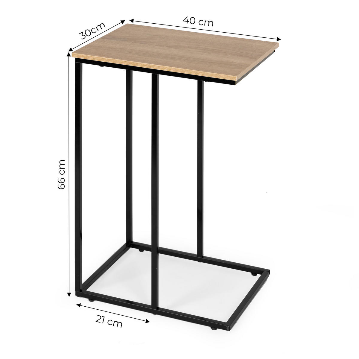 BEISTELLTISCH C Form TIVO Eiche - Eichefarben, Metall (40/30/66cm) - Mat-Haus