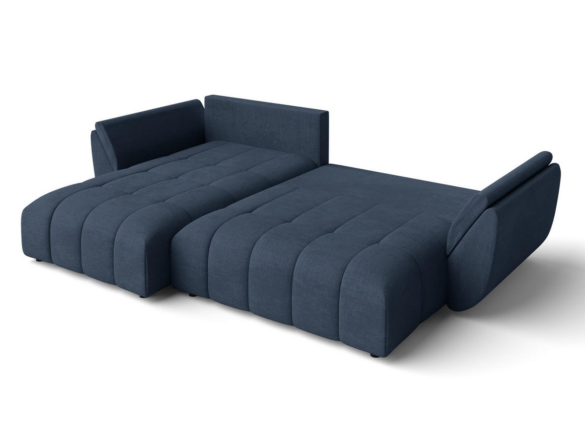 ECKSOFA L Form Verciani Blau 266/190/91 cm mit Schlaffunktion - Blau/Schwarz, Kunststoff/Textil (266/190cm) - AX Living