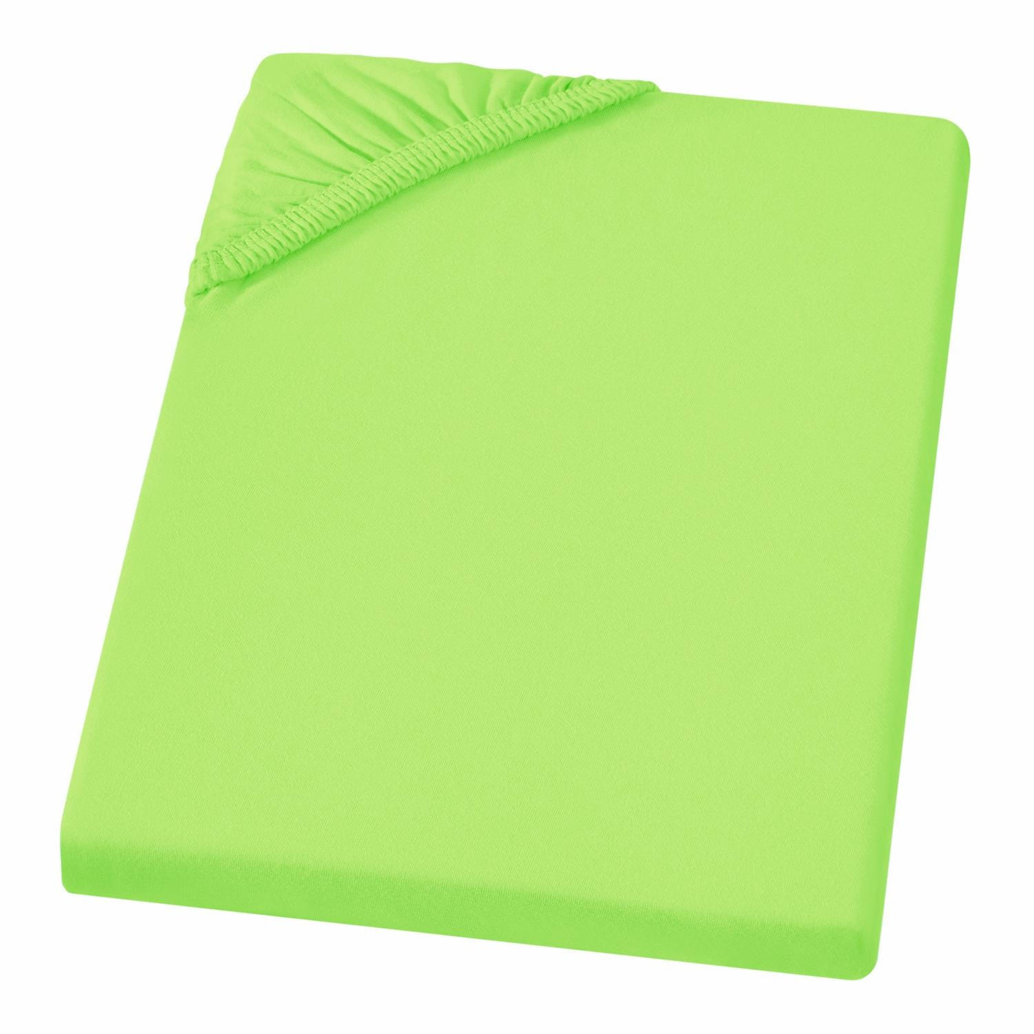 MAKO-JERSEY-BETTLAKEN 180x200 - 200x200 Feine Spannbettlaken aus 100% Baumwolle, Spannbetttuch Laken Uni Neon-Grün - Hellgrün, Textil (200/200cm) - Carpe Sonno