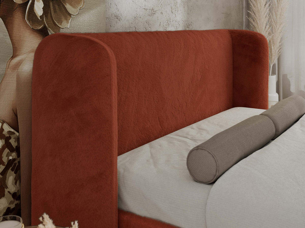 POLSTERBETT EMORA CLASSIC DUO 140/200 - Orange Plüsch - ohne Matratze - Orange, Textil (140/200cm) - MKS