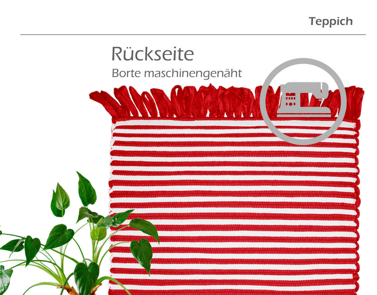 HANDGEWEBTER Läufer 50x70 cm Chilli - Rot, Naturmaterialien/Textil (50/70cm) - Lashuma