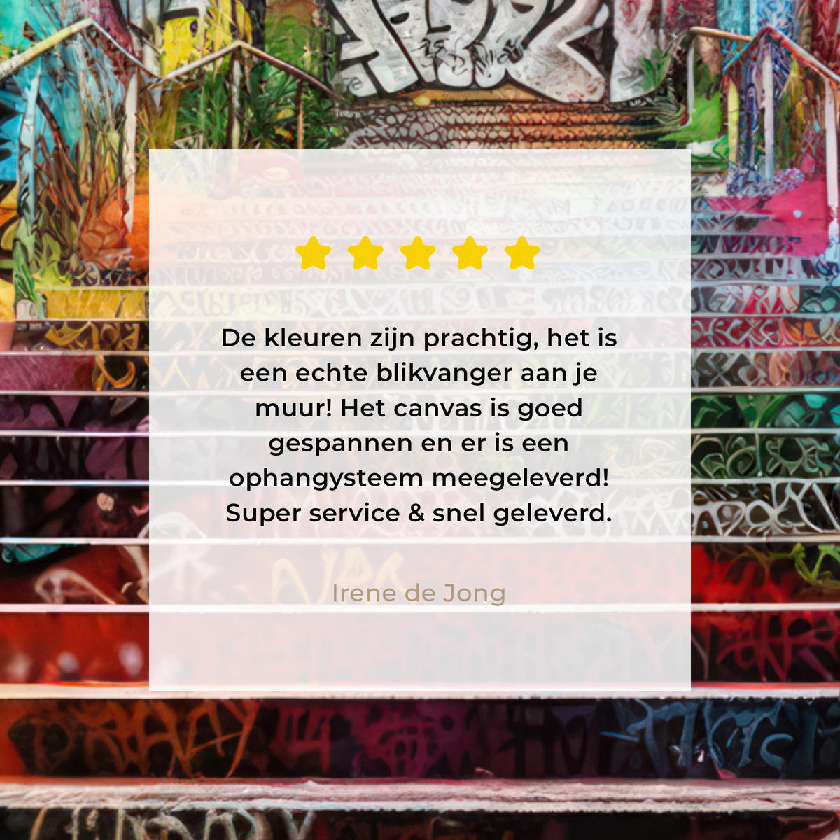 LEINWANDBILD Treppe - Graffiti - Farben - Kunst Deko Wohnzimmer 20x20 cm - Multicolor, Textil (20/20cm) - MuchoWow