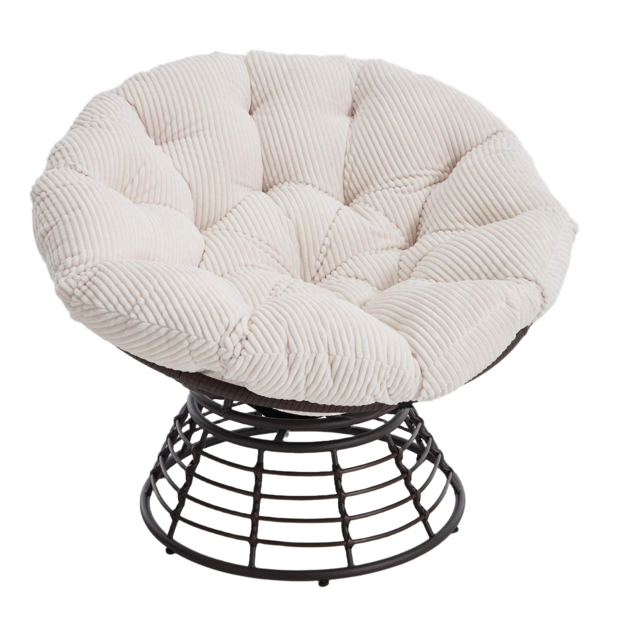 GARTEN-RELAXSESSEL Papasansessel, 360° drehbar,Rattan, Weiß - Weiß, Metall (60/67/92cm) - LVHOM