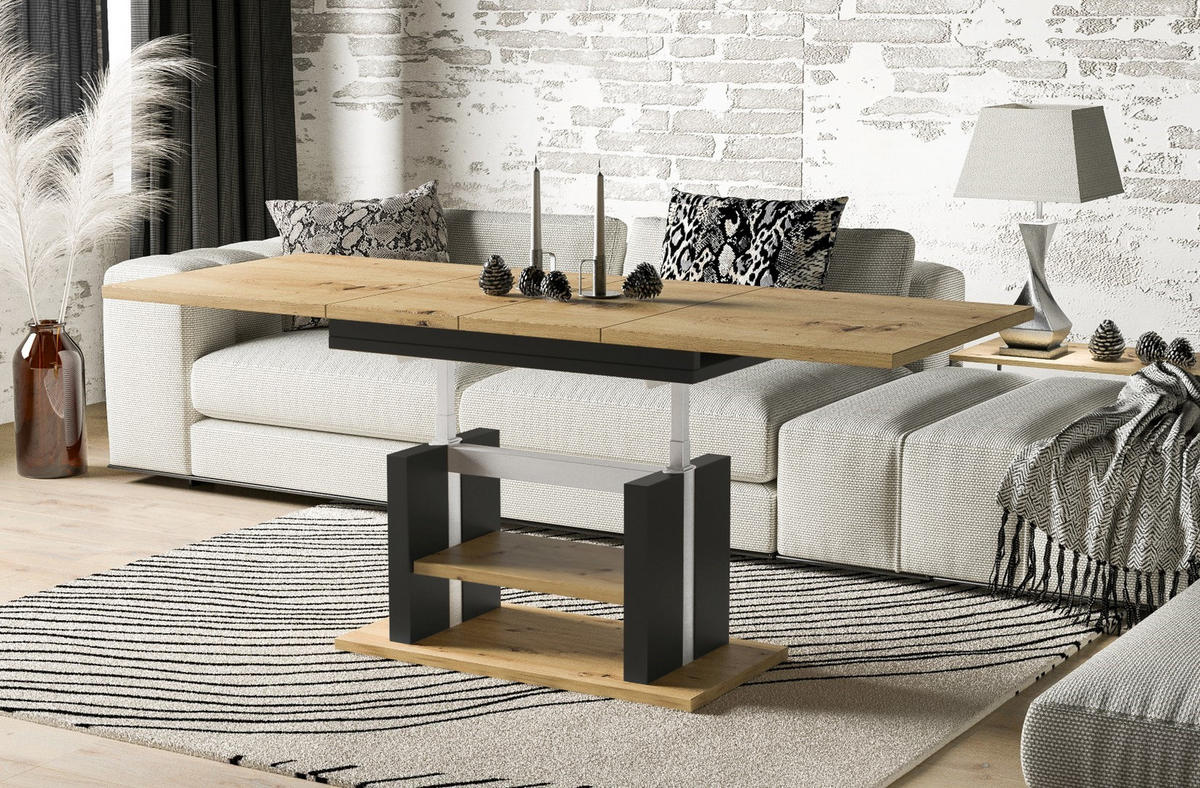 COUCHTISCH Dior höhenverstellbar ausziehbar bis 170 cm - Eiche Artisan, Holzwerkstoff (110/65/58cm) - Endo-Moebel
