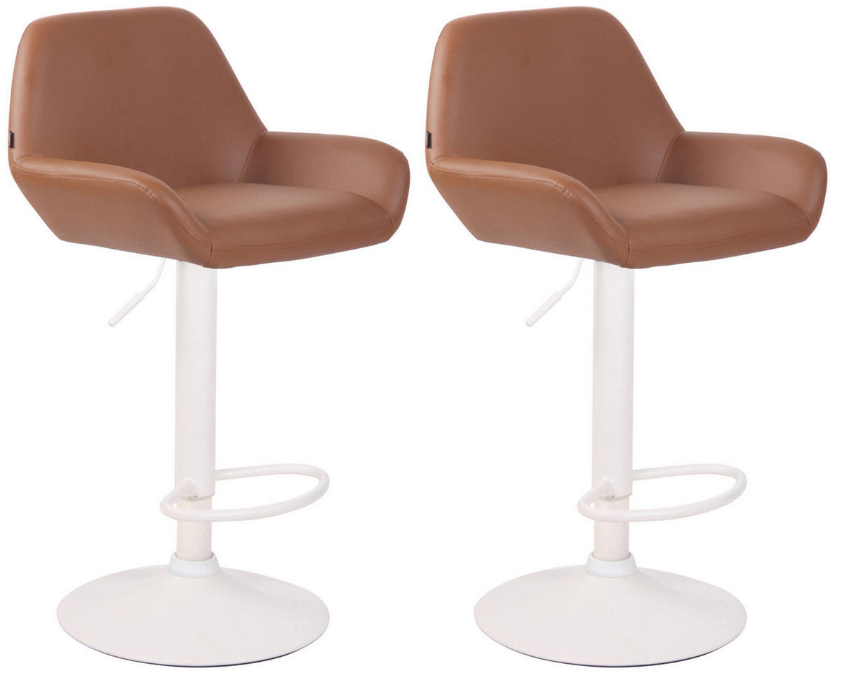 BARHOCKER 2er Set Lederlook hellbraun - Hellbraun/Weiß, Textil/Metall (51/89/52cm) - CLP