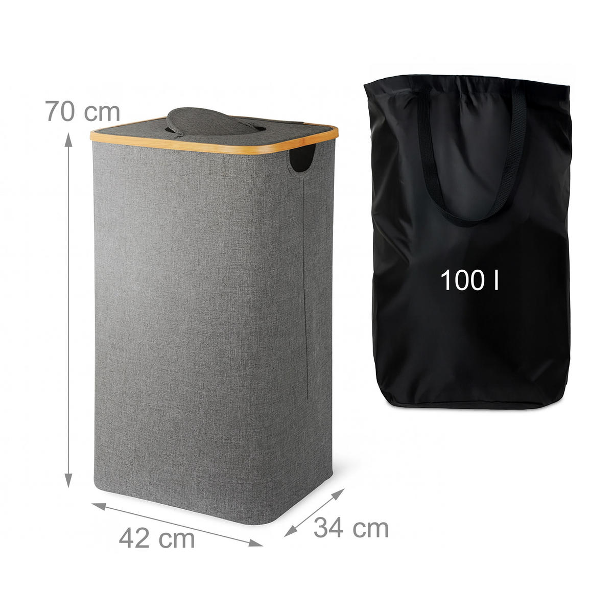 PFANDFLASCHEN-SAMMELBEHÄLTER - Grau, Holz/Textil (42/70/34cm) - Relaxdays