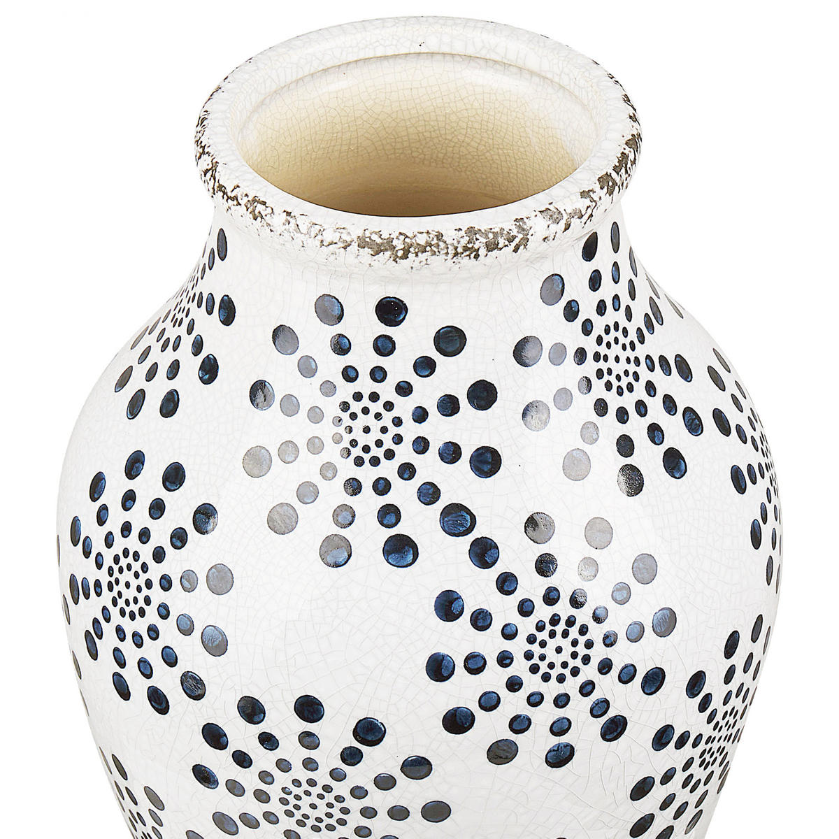 BLUMENVASE Steinzeug weiß Nemea - Weiß, Keramik (25cm) - Beliani