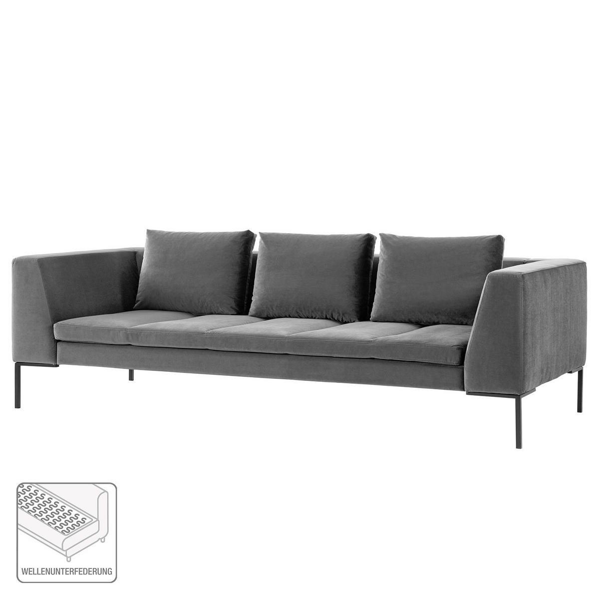 3-SITZER SOFA - Chromfarben/Grau, Textil/Metall (238/81/105cm) - home24