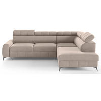 ECKSOFA London Greige Velours - Taupe/Schwarz, Textil/Metall (203/274cm) - Selsey