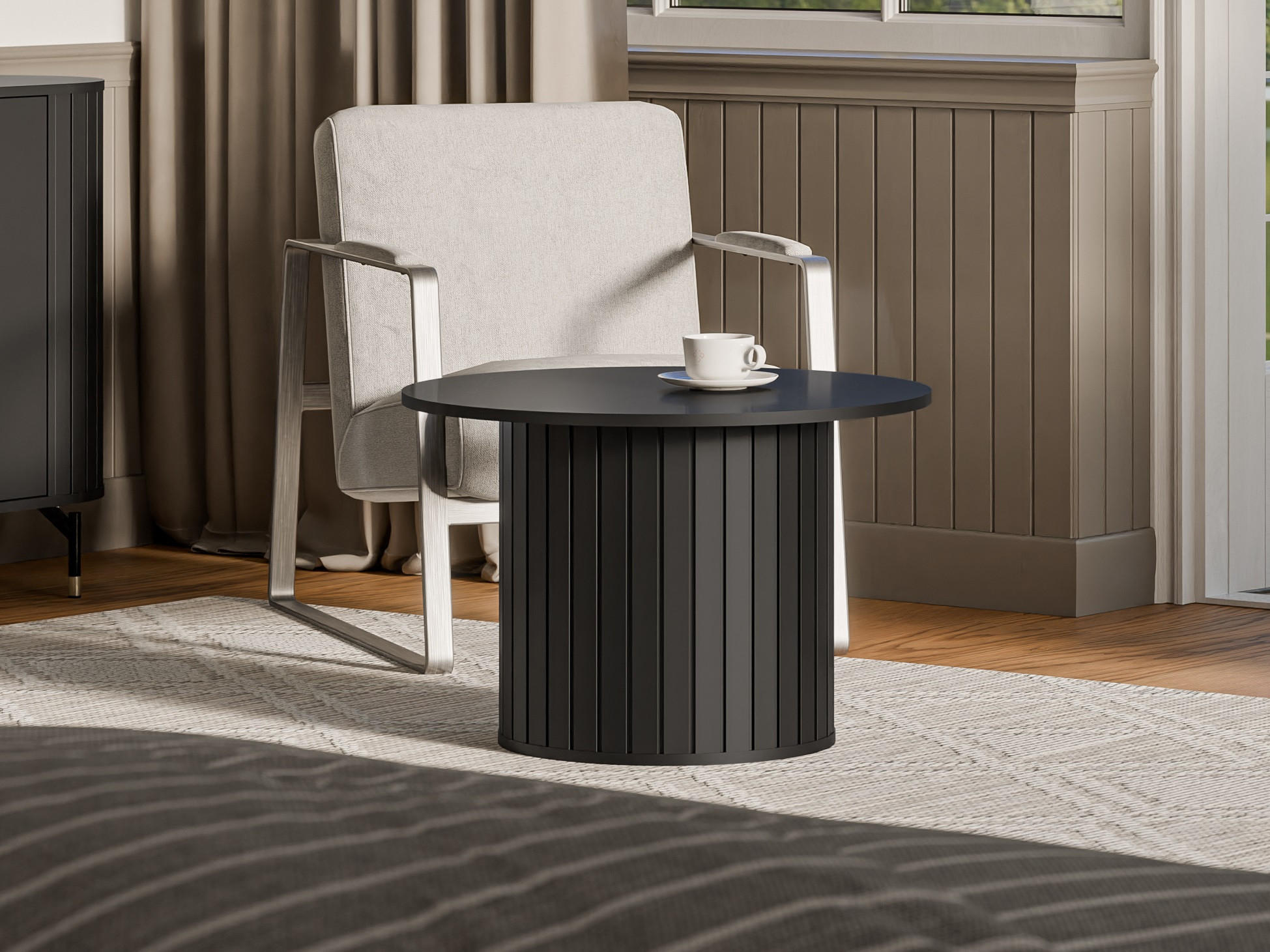 COUCHTISCH rund Schwarz 70x45 cm - Schwarz, Holzwerkstoff (70/70/45cm) - designimpex