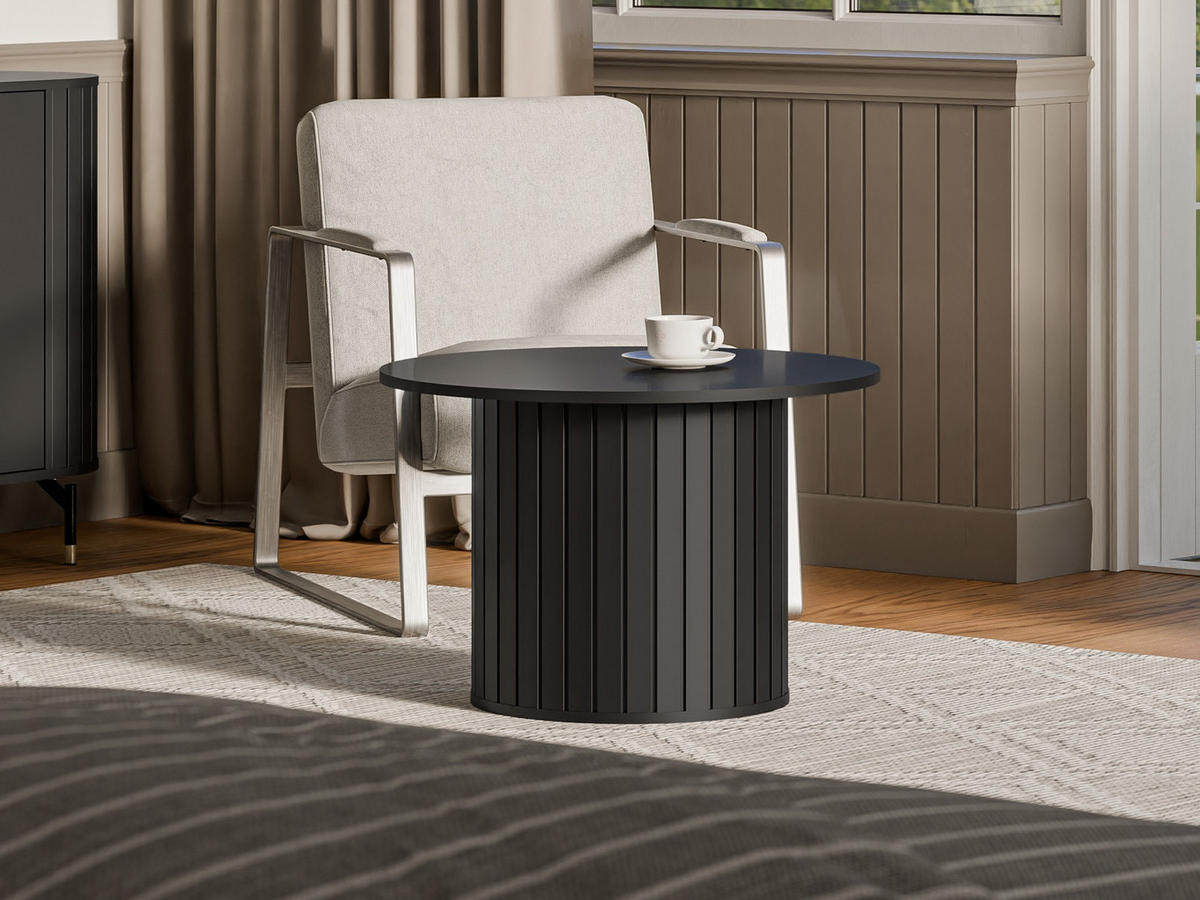 COUCHTISCH rund Schwarz 70x45 cm - Schwarz, Holzwerkstoff (70/70/45cm) - designimpex