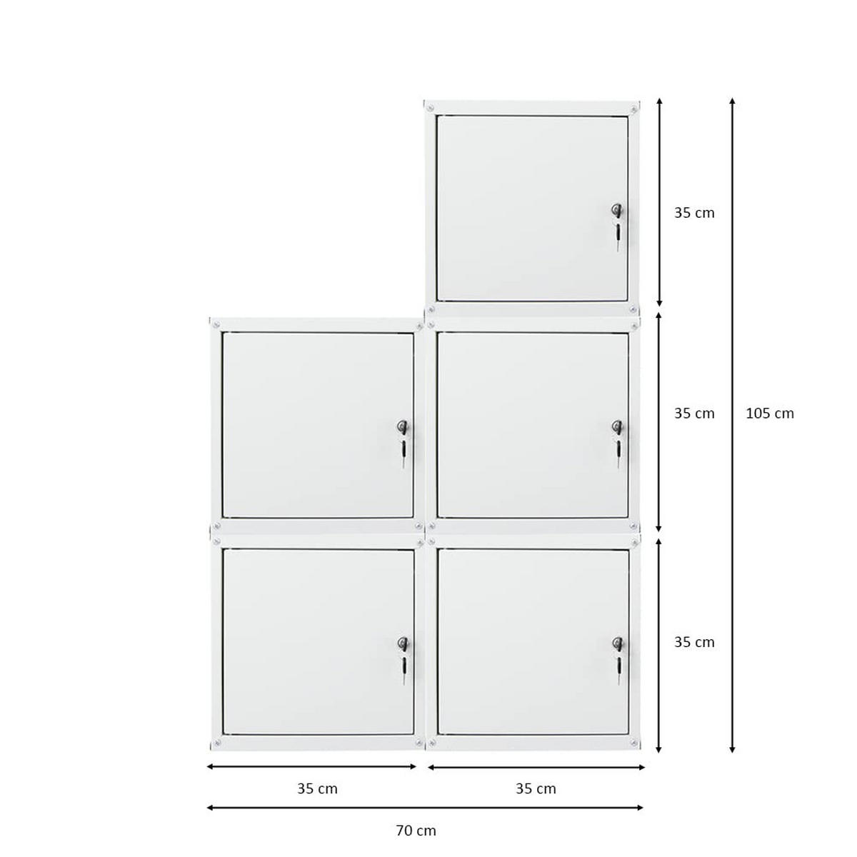 SCHLIESSFACHWÜRFEL Cubic 5er-Set 35x35x35 cm Grau - Grau, Metall (105/70/35cm) - PROREGAL