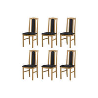 ESSZIMMERSTUHL - Set 6x BOS 7 grandson, opium 99 - Eichefarben/Schwarz, Holz (43/96/40cm) - Leaf Design