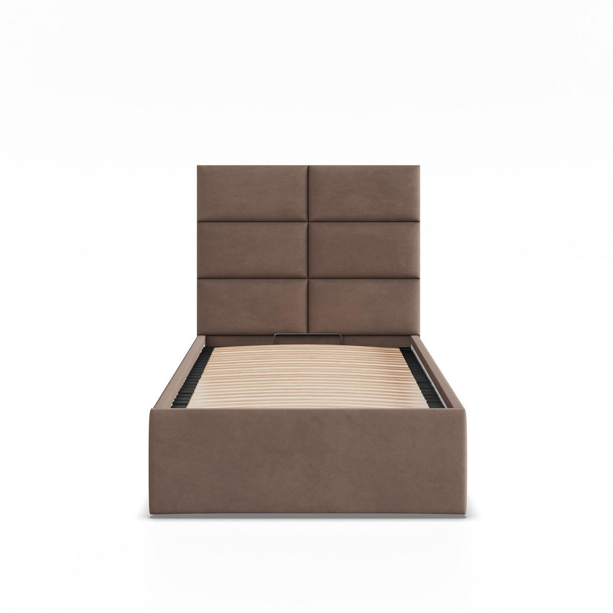 POLSTERBETT MIT KOPFTEIL 90x200 mit Bettkasten YORK, Braun - Braun, Textil (90/200cm) - Mebligo