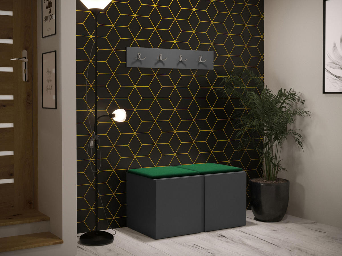 GARDEROBEN-SET Orion VI - Graphitfarben/Grün, Holzwerkstoff/Kunststoff (84/42/46cm) - MIRJAN24