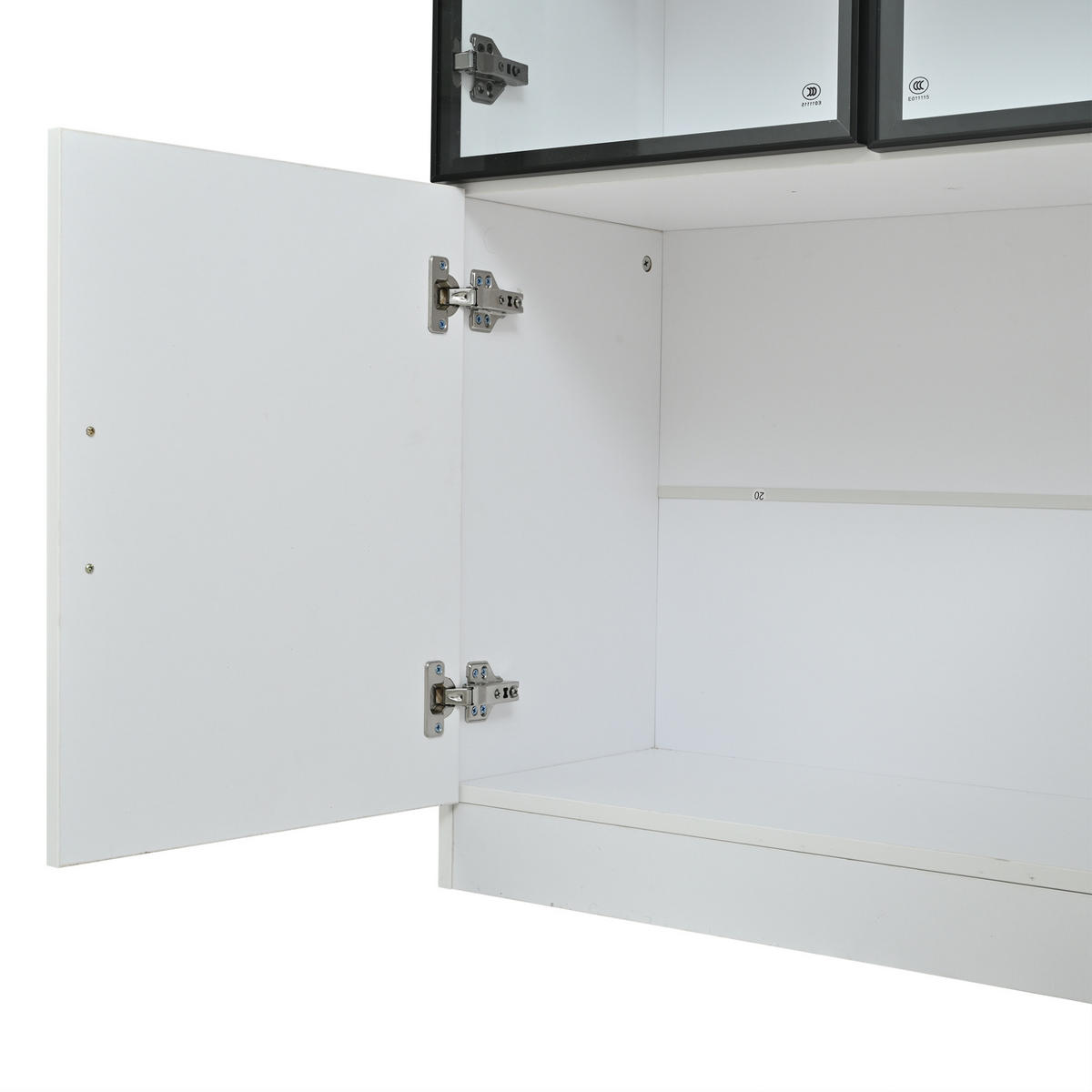 HOCHSCHRANK aus MDF 120x32x200cm in Weiß mit LED & Glastüren - Weiß, Holzwerkstoff (120/200/32cm) - Modfu