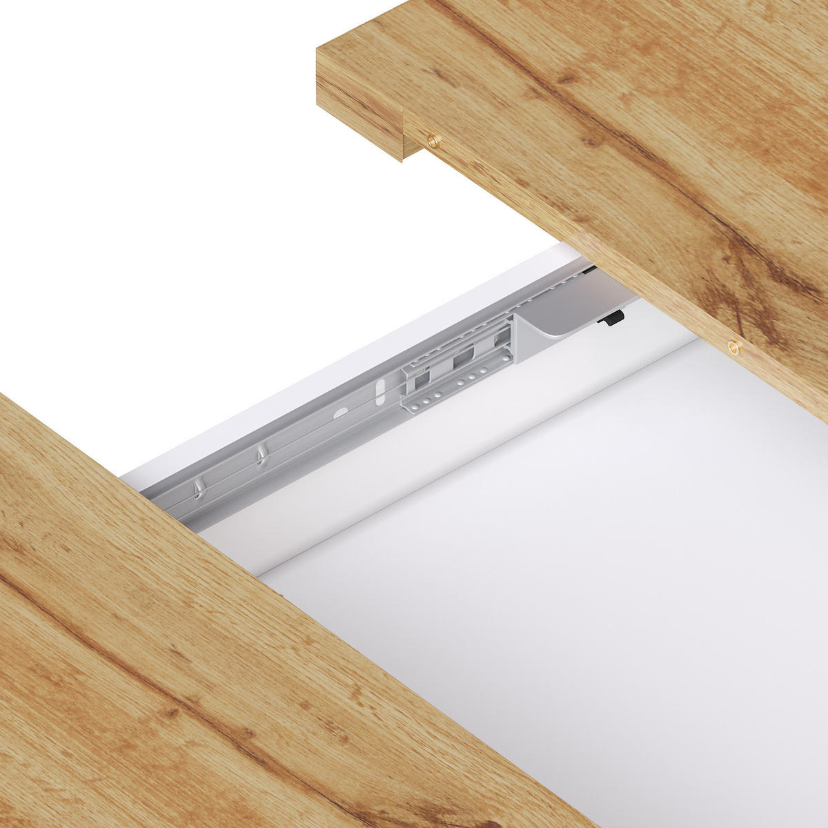 ESSTISCH 110-140/80/75 cm Weiß/Natur aus MDF mit Stauraum - Weiß, Holzwerkstoff (140/80/75cm) - OKMYHOME