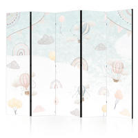 PARAVENT Einseitig Bedruckter 5-tlg 225x172 cm Regenbogen Ballons Wolken - Blau, Holz/Textil (225/172/3cm) - Muralo