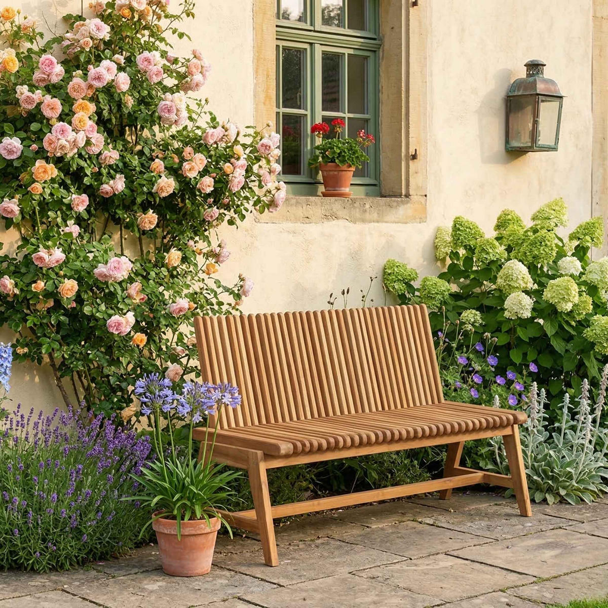 GARTENBANK LEEDS - Teakfarben, Holz/Metall (130/80/50cm) - Mr. Deko