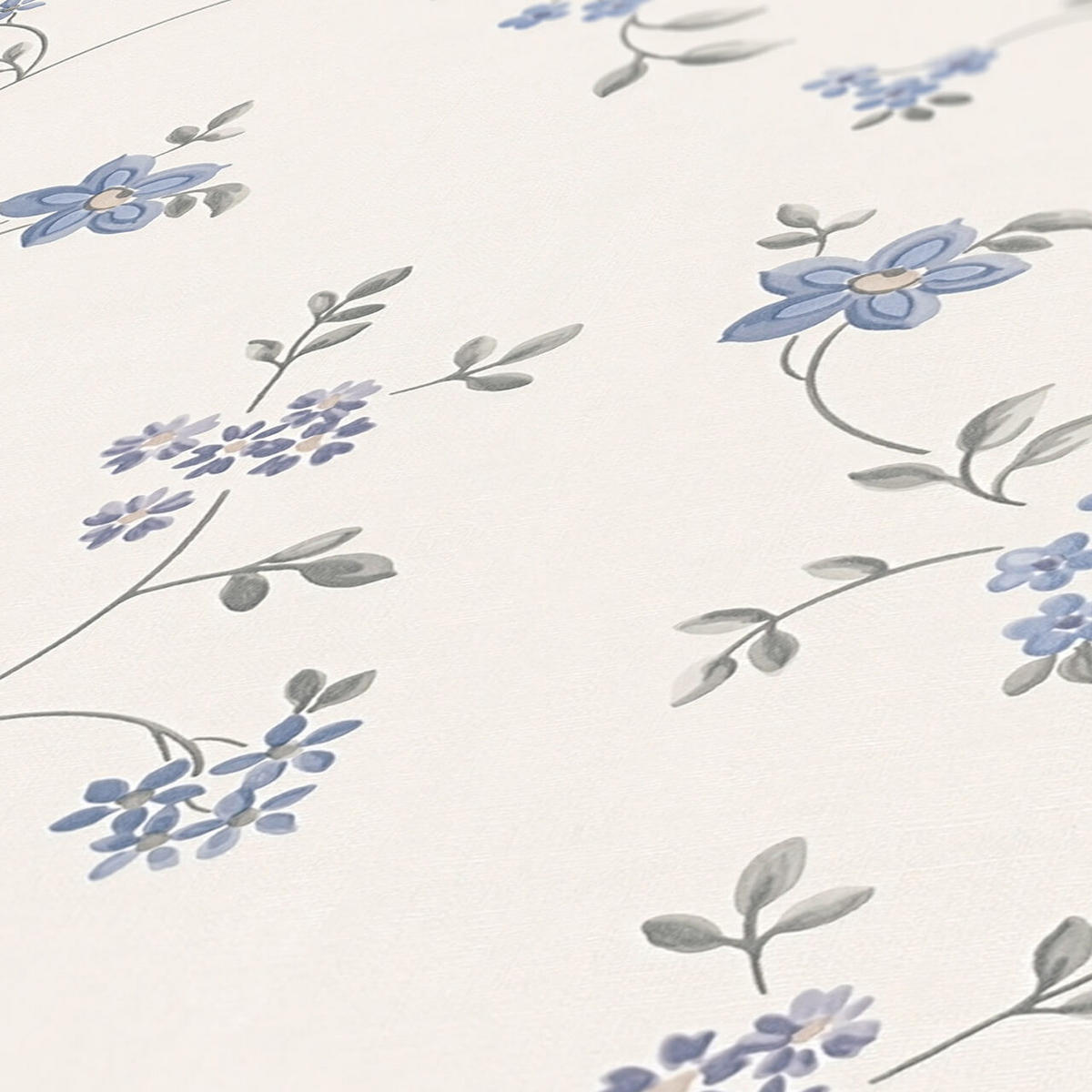 LANDHAUSTAPETEN Blumentapete, creme, grau - Beige/Creme, Papier (53/1cm) - A.S. Creation