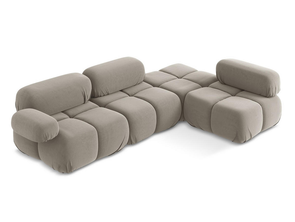 ECKSOFA Rechts Samt Stoff Grau - Taupe/Lila, Kunststoff/Textil (285/190cm) - Makamii